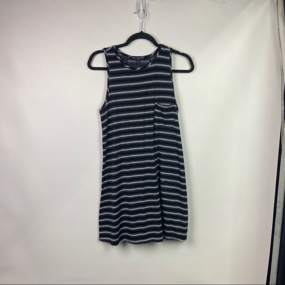 ONE CLOTHING Med Black/White Striped A-line Dress